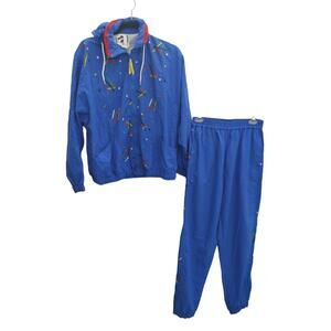 Vintage Womens Track Suit Nylon Small Multicolor USA 90s Activate Set